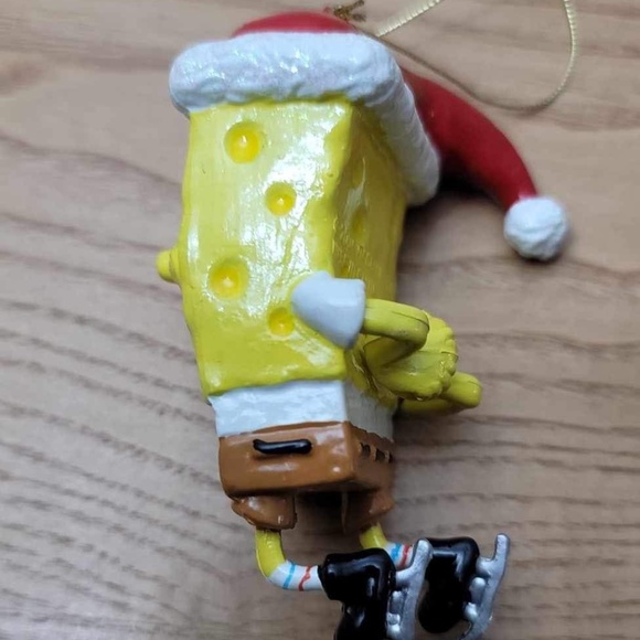 Vtg SpongeBob Christmas Tree Ornament Viacom Sponge Bob Wearing Santa Hat 2004 - Picture 3 of 4